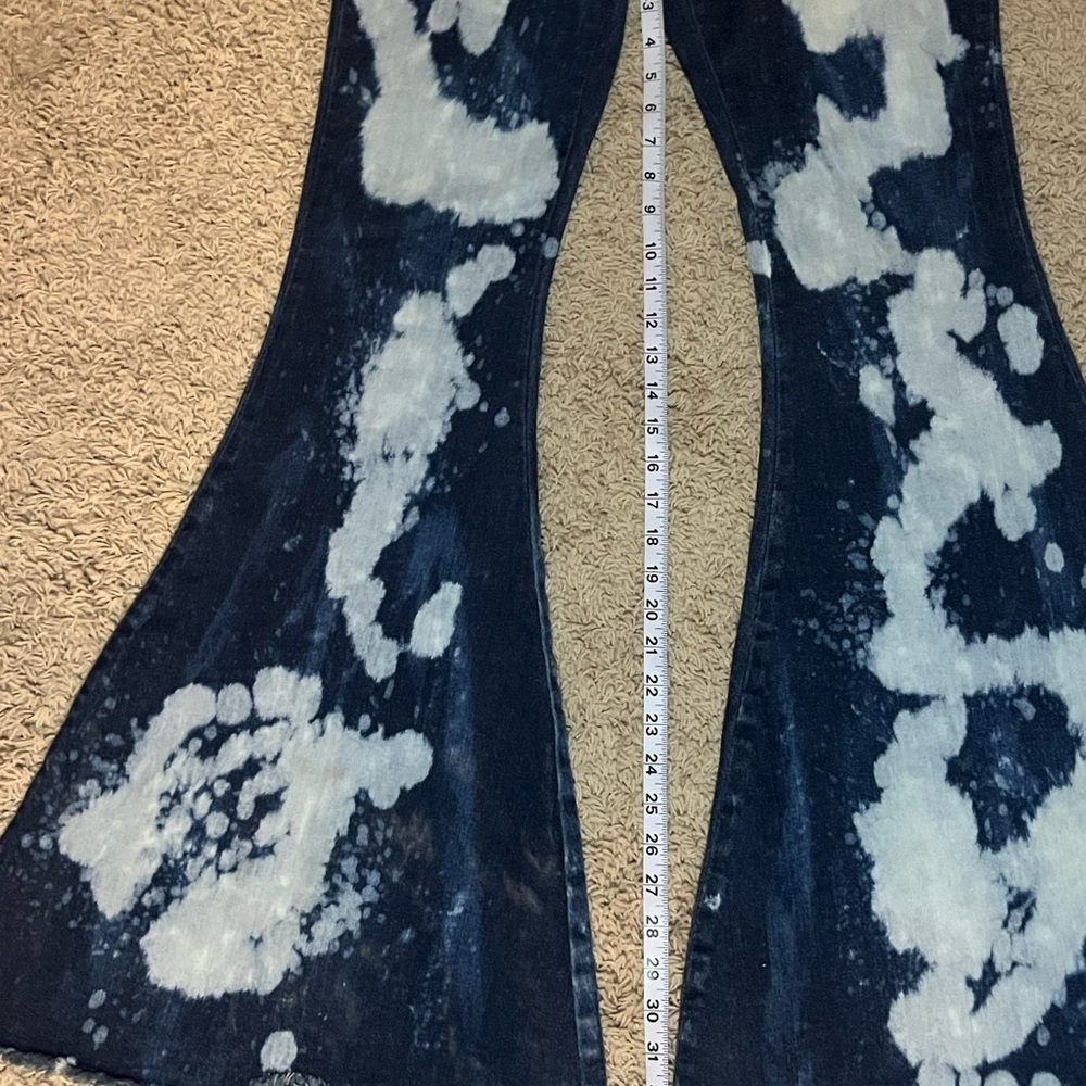 I.AM.GIA Dark Blue Tie-Dye Bell bottom Flare Jeans - Picture 9 of 11